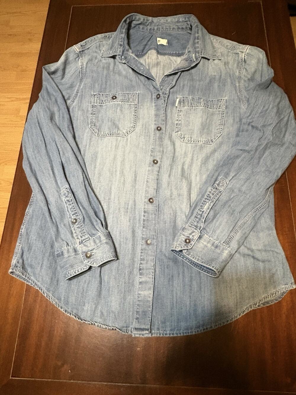 Size L - Tom’s Target Men's Blue Cotton Denim Button-Up Long Sleeve